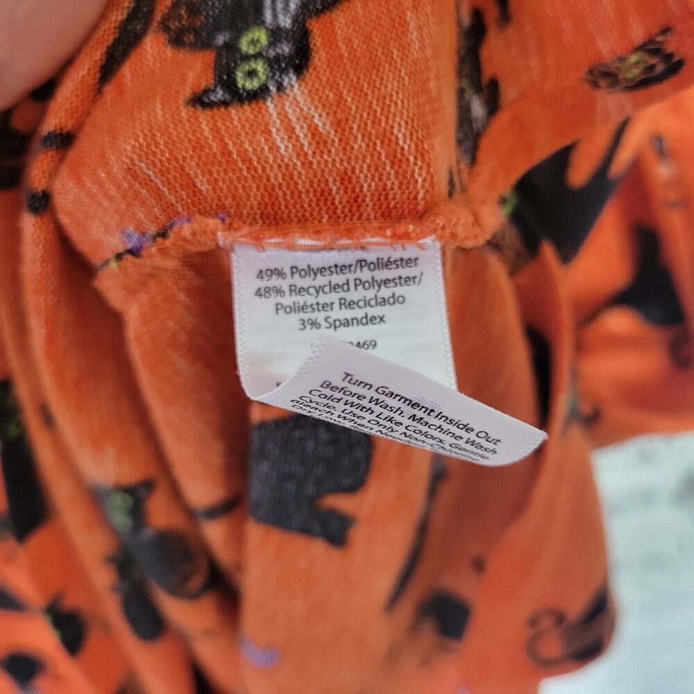 Celebrate Womens XL Halloween Pajama Top Orange Cat Print Short Sleeve ORA22XE - Picture 9 of 10